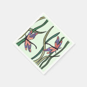 Niedliche Rosa blaue Libellen und grüne Blätter Serviette (Ecke)