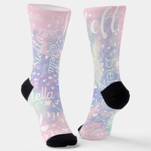 Niedliche rosa-blaue Wasserfarbenfrohe Sterne & Mu Socken (Gewinkelt)