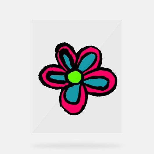 Niedliche rosa Blume Acrylschild (Vorderseite)