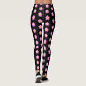 Niedliche rosa Blume auf schwarzen Leggings (Rückseite)
