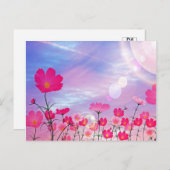 Niedliche Rosa Blume Blau Sunny Sky Hellblume Postkarte (Vorne/Hinten)