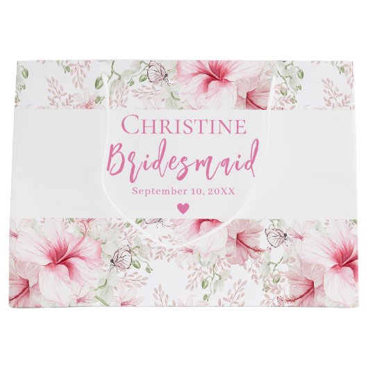 Niedliche rosa Blume Bridesmaid Große Geschenktüte (Vorderseite)