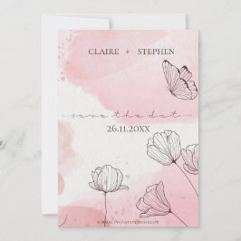 Niedliche Rosa Blume Butterfly-Hochzeit Save The Date