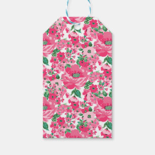 Niedliche, rosa Blume Elegantes Weißes Design Geschenkanhänger