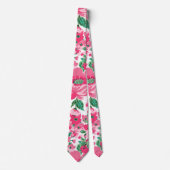 Niedliche, rosa Blume Elegantes Weißes Design Krawatte (Vorderseite)