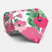 Niedliche, rosa Blume Elegantes Weißes Design Krawatte (Gerollt)