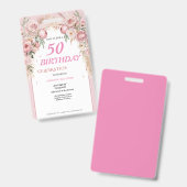 Niedliche rosa Blume Geburtstag Ausweis (Vorder- & Rückseite)
