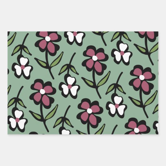 niedliche rosa Blume Geschenkpapier Set (Vorderseite 2)