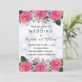 Niedliche Rosa-Blume Hochzeit Einladung (Stehend Vorderseite)