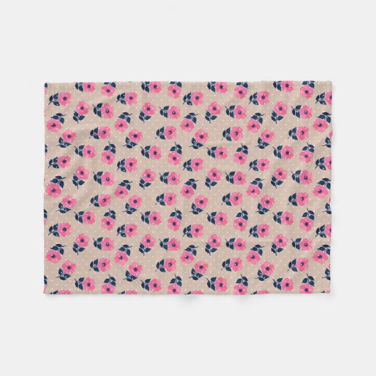 Niedliche rosa Blume Modernes Dekorationsmuster Fleecedecke (Vorderseite (Horizontal))