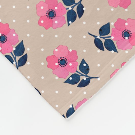 Niedliche rosa Blume Modernes Dekorationsmuster Fleecedecke (Ecke)