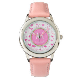 Niedliche rosa Blume Muster, Girly Floral Design Armbanduhr