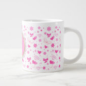 Niedliche rosa Blume nahtloses Muster, Girl-Floral Jumbo-Tasse (Rechts)