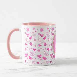 Niedliche rosa Blume nahtloses Muster, Girl-Floral Tasse