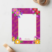 Niedliche, rosa Blume personalisierte, flache Note Mitteilungskarte (Vorderseite/Rückseite Beispiel)