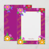 Niedliche, rosa Blume personalisierte, flache Note Mitteilungskarte (Vorne/Hinten)