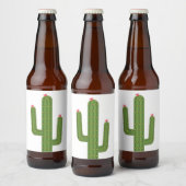 Niedliche Rosa Blume Südwestgrüner Kaktus Bierflaschenetikett (Flaschen)
