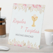 Niedliche rosa Blume und Chalice Erste Kommune Sockelschild (In Situ)