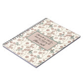 Niedliche rosa Blume und Illustrierte Grüne Vögel Notizblock (Linke Seite)