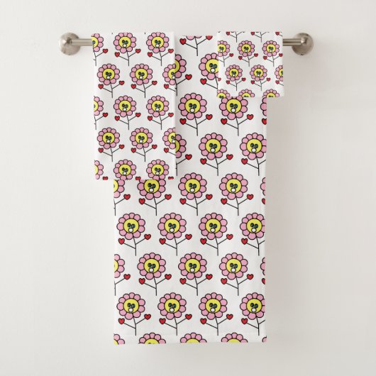 Niedliche rosa Blumen-Muster-Mädchen Badhandtuch Set (Insitu)