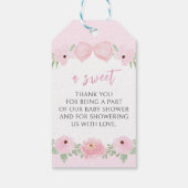 Niedliche Rosa Blumenbrunnen Babydusche Danke Geschenkanhänger (Rückseite)