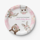 Niedliche Rosa Blumendusche Pappteller (Vorderseite)