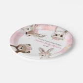 Niedliche Rosa Blumendusche Pappteller (Schrägansicht)