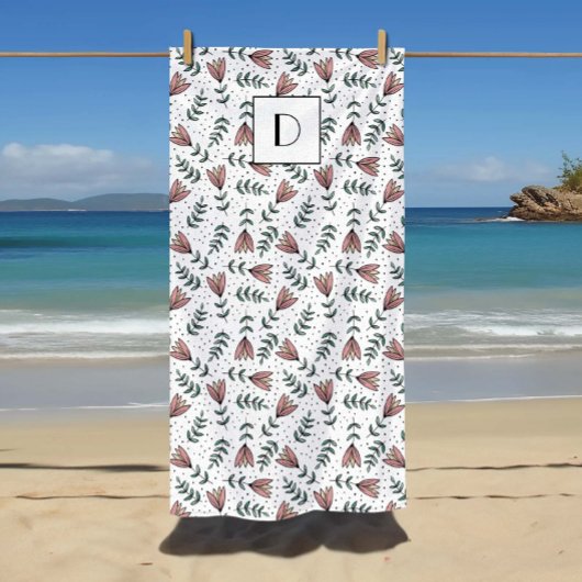 Niedliche Rosa Blumenmuster Blume Muster Ihr Name  Strandtuch