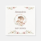 Niedliche Rosa Blumenwaldlandkuchen Kindermädchend Serviette (Vorderseite)