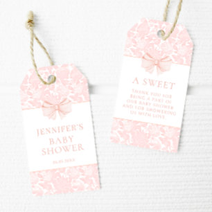 Niedliche Rosa-Bogen Blumenbrause Mädchen Dusche D Geschenkanhänger