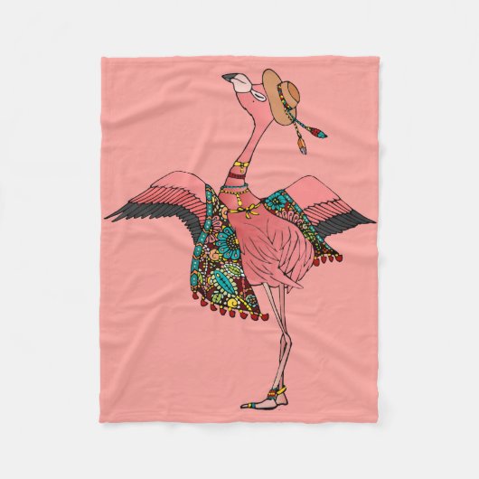 Niedliche Rosa Boho Flamingo Girl's Bedroom Deco Fleecedecke (Vorderseite)