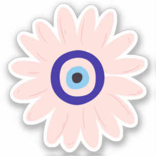 Niedliche Rosa Böse Augen Blume Aufkleber