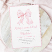 Niedliche Rosa Bow Girl Einladung zum Geburtstag