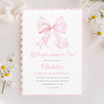 Niedliche Rosa Bow Girl Einladung zum Geburtstag<br><div class="desc">Baby Pink Bow Erster Geburtstag Einladung für Mädchen mit geschliffenen Kanten.</div>