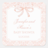 Niedliche Rosa Bugband Böhmische Babydusche Quadratischer Aufkleber (Vorderseite)