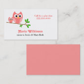 Niedliche rosa Cartoon-Eulen-Mama-Karte Telefonnummerkarte (Vorne/Hinten)