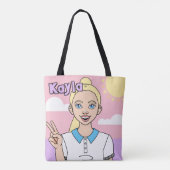 Niedliche Rosa Cartoon Girl School Student Library Tasche (Rückseite)