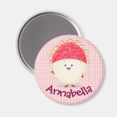 Niedliche Rosa-Cartoon-Illustration Magnet (Vorderseite/Rückseite)
