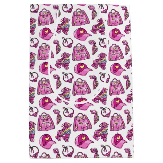 Niedliche Rosa Coole Girl-Dinge Mittlere Geschenktüte (Vorderseite)