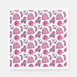 Niedliche Rosa Coole Girl-Dinge Serviette