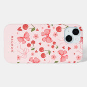 Niedliche rosa Coquette Cherries & Boys Custom Case-Mate iPhone Hülle (Rückseite (Horizontal))