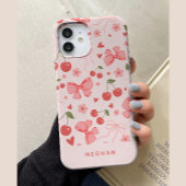 Niedliche rosa Coquette Cherries & Boys Custom Case-Mate iPhone Hülle