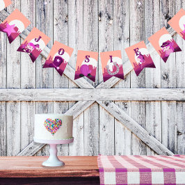 Niedliche Rosa Cowgirl Western Wüste jedes Alter G Wimpelkette