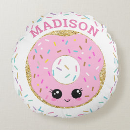 Niedliche Rosa Donut Doughnut Girl Room Kinderzimm Rundes Kissen
