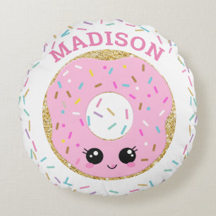 Niedliche Rosa Donut Doughnut Girl Room Kinderzimm Rundes Kissen