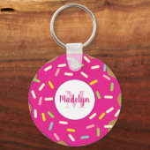 Niedliche, rosa Donuts Schlüsselanhänger mit kunde (Vorderseite)