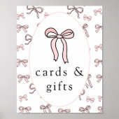 Niedliche rosa Doodle Bow Cards & Geschenke Poster (Vorne)
