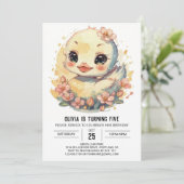 Niedliche Rosa Duck Birthday Einladung (Stehend Vorderseite)