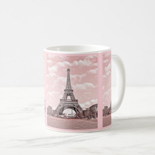 Niedliche rosa Eiffel-Turm-Tasse Kaffeetasse (VorderseiteRechts)