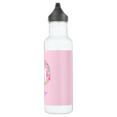 Niedliche Rosa Einhorn-Blume Personalisiert Name Edelstahlflasche (Rechts)